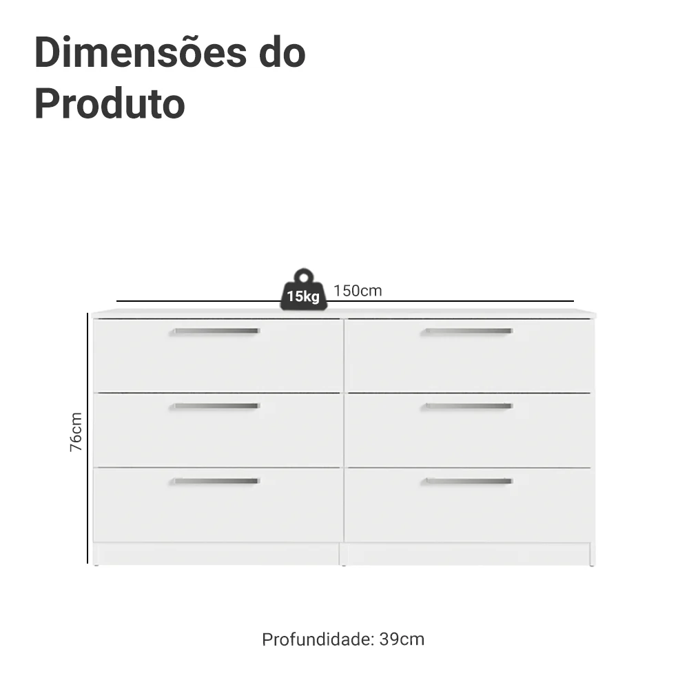 Conjunto Quarto Infantil com Guarda Roupa 2 Portas com Espelho e Cômoda Madesa - Image 4
