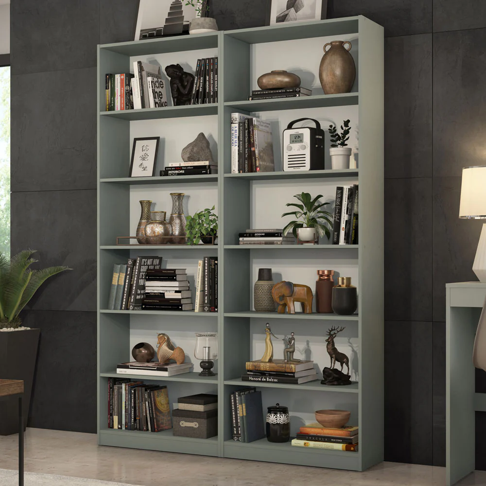 Kit Madesa com 2 Estantes Livreiro 6908 Cinza