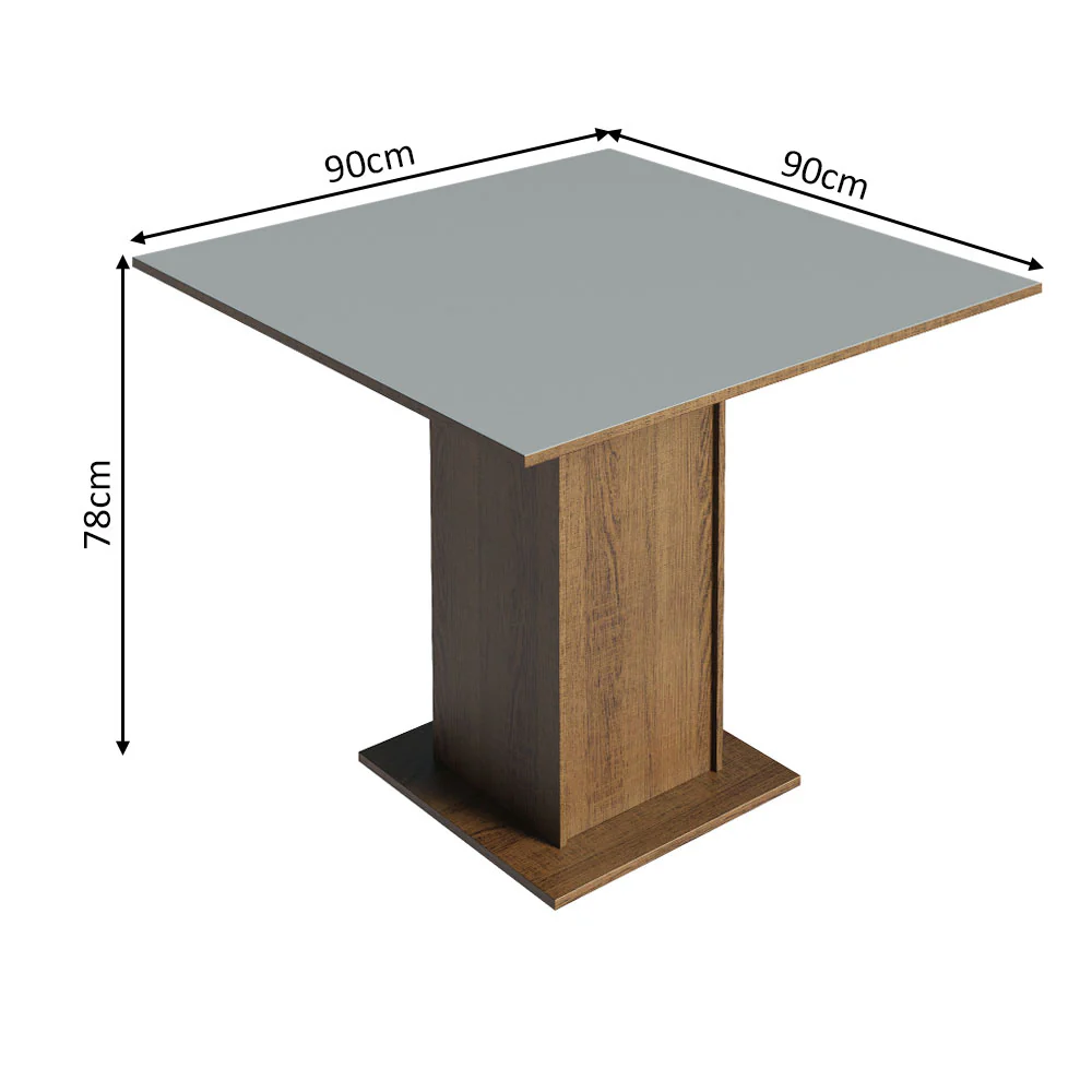 Mesa de Jantar Quadrada Tampo de Madeira Madesa 5363 Rustic/Cinza - Image 3