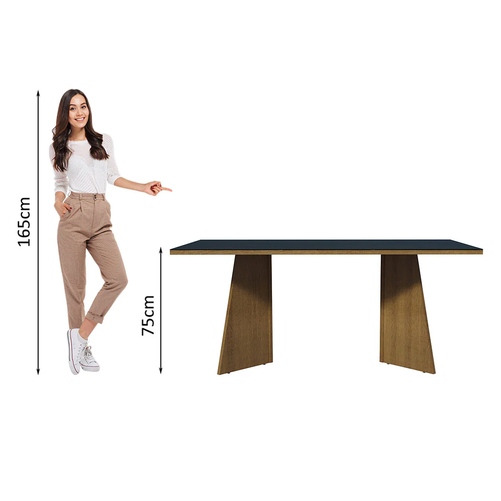 Mesa de Jantar Retangular com Tampo de Vidro Rustic/Preto 5388 Madesa - Image 4