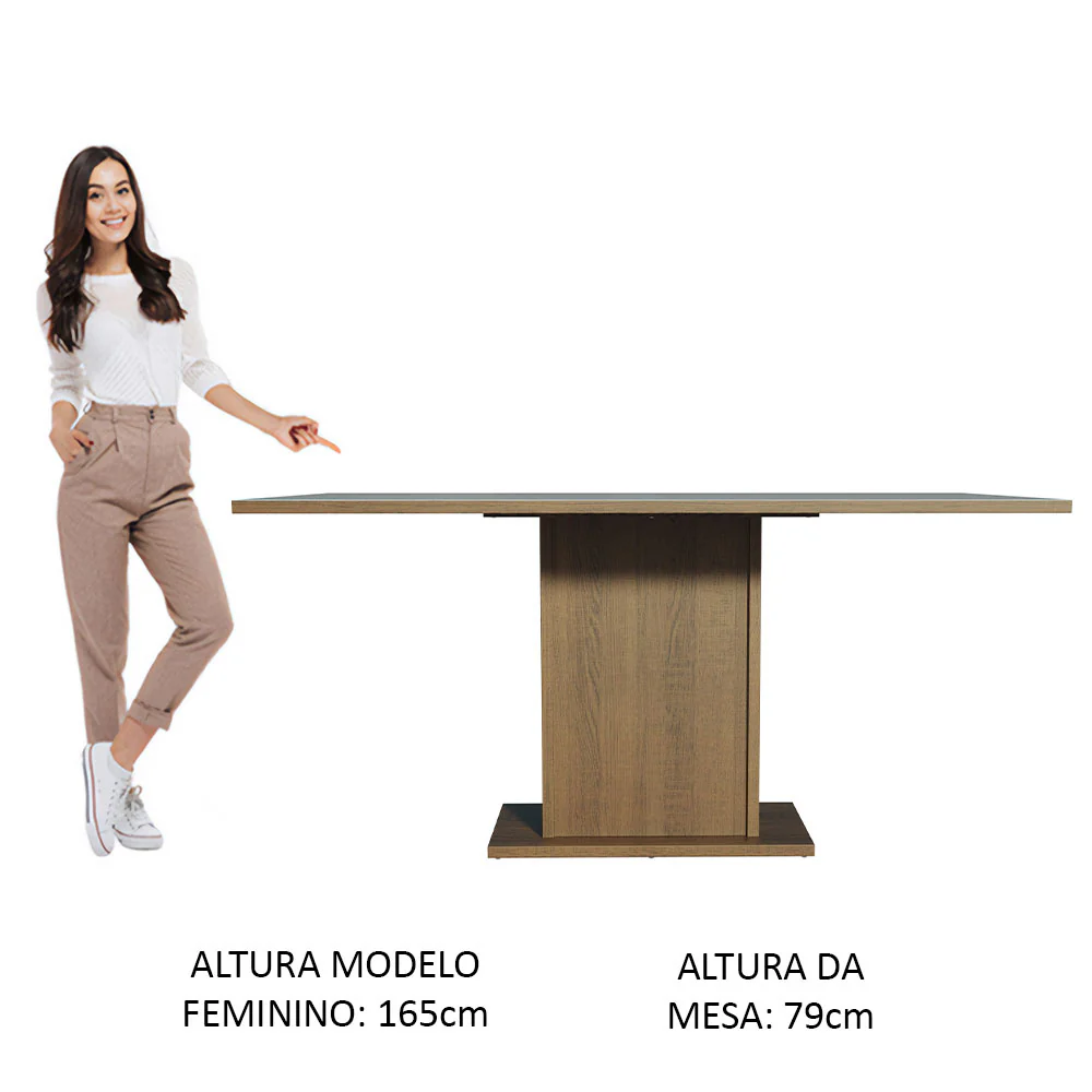 Mesa de Jantar Retangular Tampo de Madeira Rustic/Cinza 5275 Madesa - Image 4