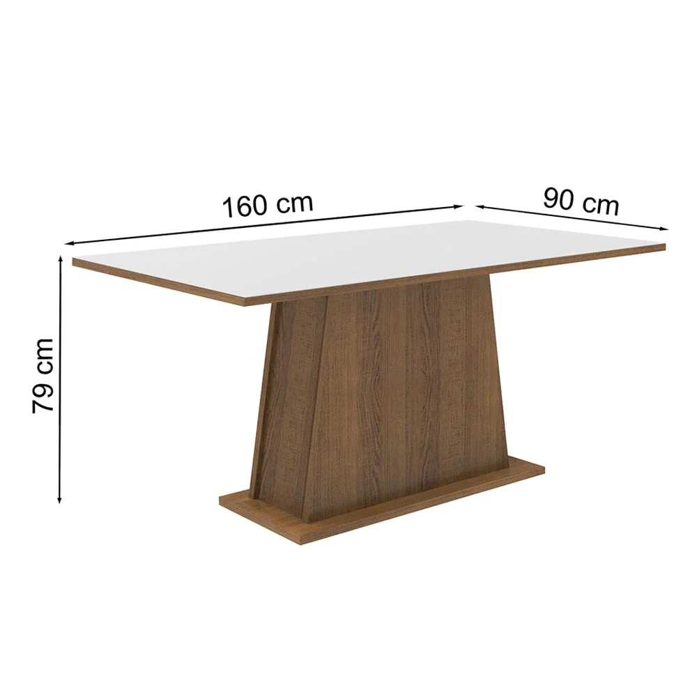 Mesa de Jantar Madesa Retangular Tampo de Madeira 5364 Rustic/Branco - Image 2