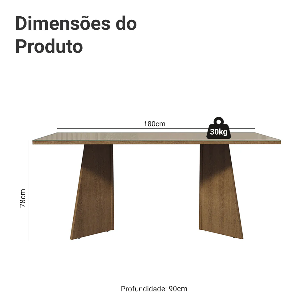 Mesa para Escritório Diretor Presidente 180cm Tampo de Vidro Rustic/Crema 5388 Madesa - Image 3