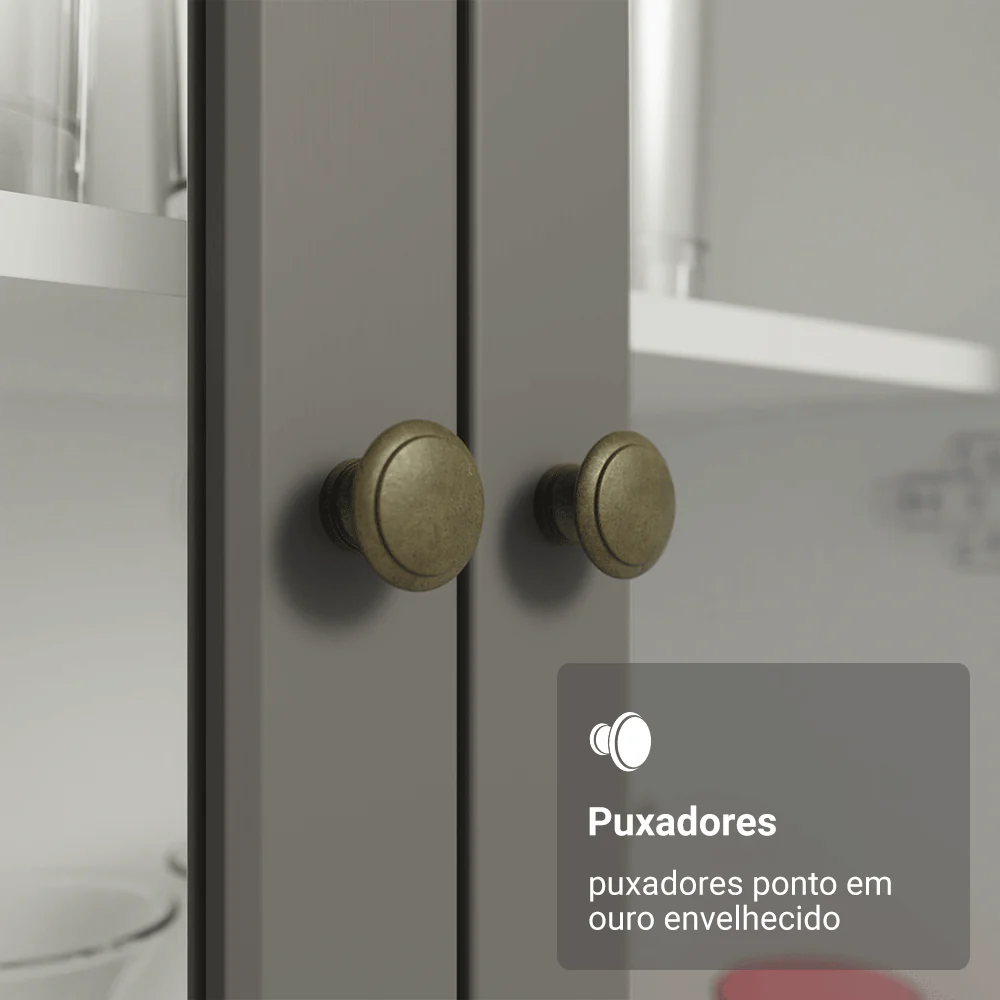 Módulo Cristaleira 70 cm 2 Portas de Vidro Branco/Cinza Vik Madesa - Image 6