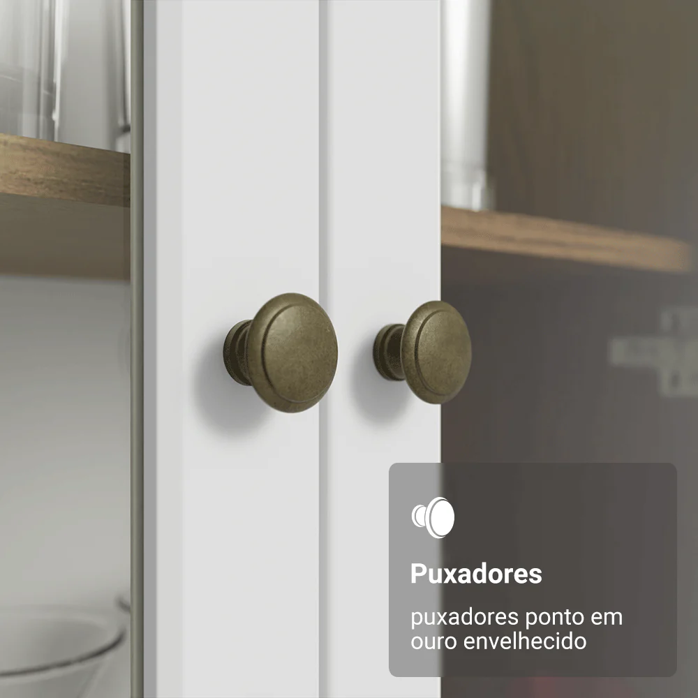Módulo Cristaleira 70 cm 2 Portas de Vidro Rustic/Branco Vik Madesa - Image 6