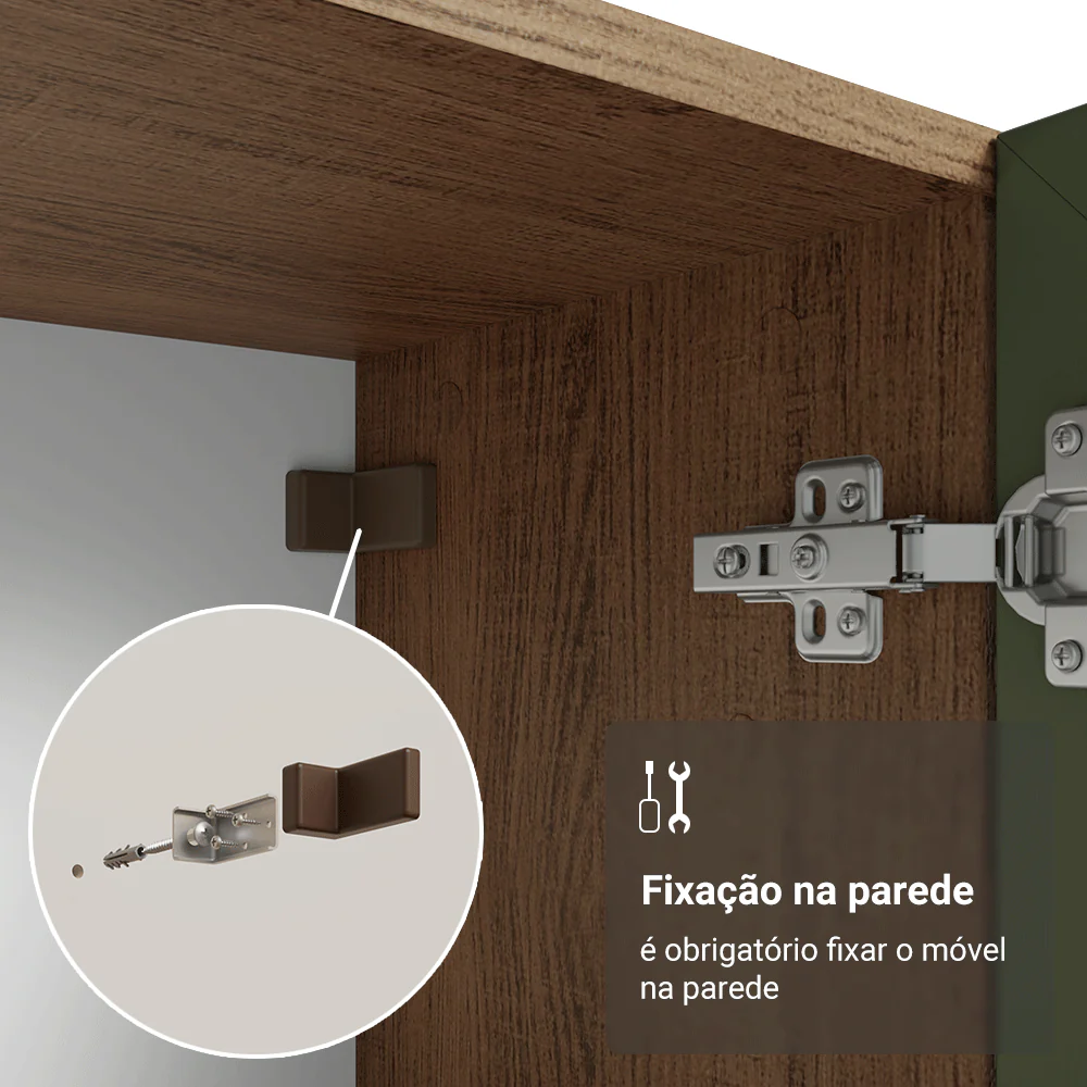 Módulo Cristaleira 70 cm 2 Portas de Vidro Rustic/Verde Vik Madesa - Image 7