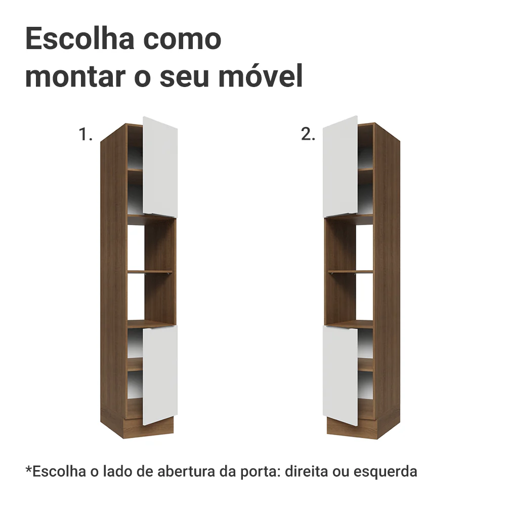 Paneleiro 40 x 60 cm 2 Portas e 2 Nichos Rustic/Branco Stella Madesa - Image 4