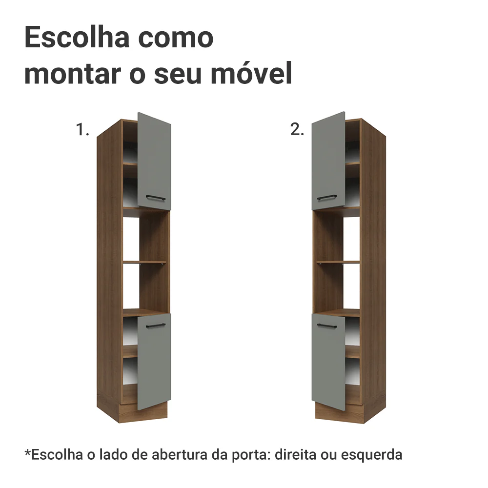Paneleiro 40 x 60 cm 2 Portas e 2 Nichos Rustic/Cinza Agata Madesa - Image 4