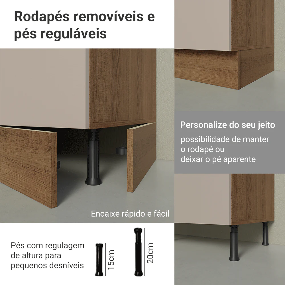 Paneleiro 40 x 60 cm 2 Portas e 2 Nichos Rustic/Crema Agata Madesa - Image 8