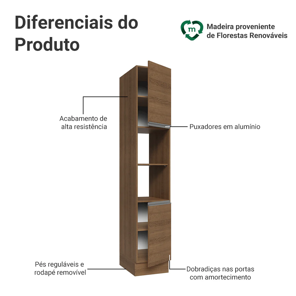 Paneleiro 40 x 60 cm 2 Portas e 2 Nichos Rustic Glamy Madesa - Image 3