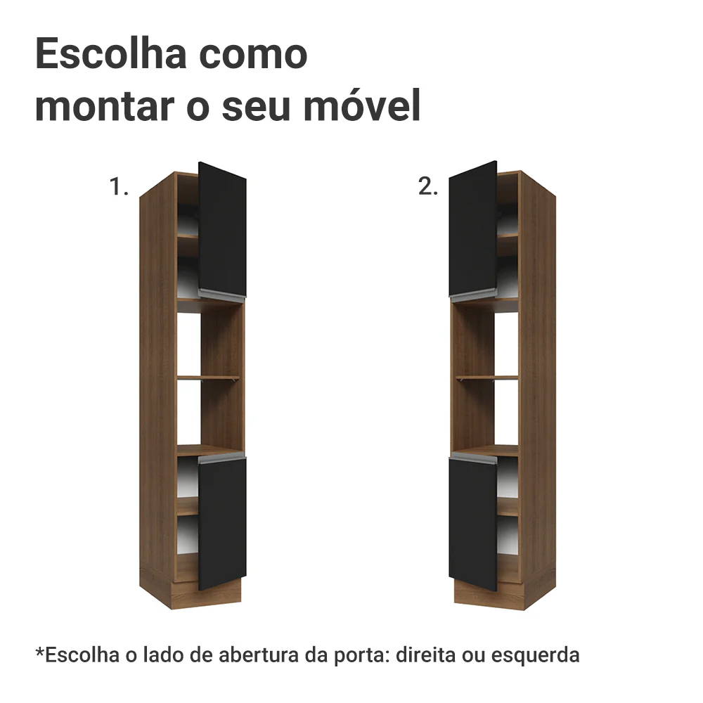 Paneleiro 40 x 60 cm 2 Portas e 2 Nichos Rustic/Preto Glamy Madesa - Image 4