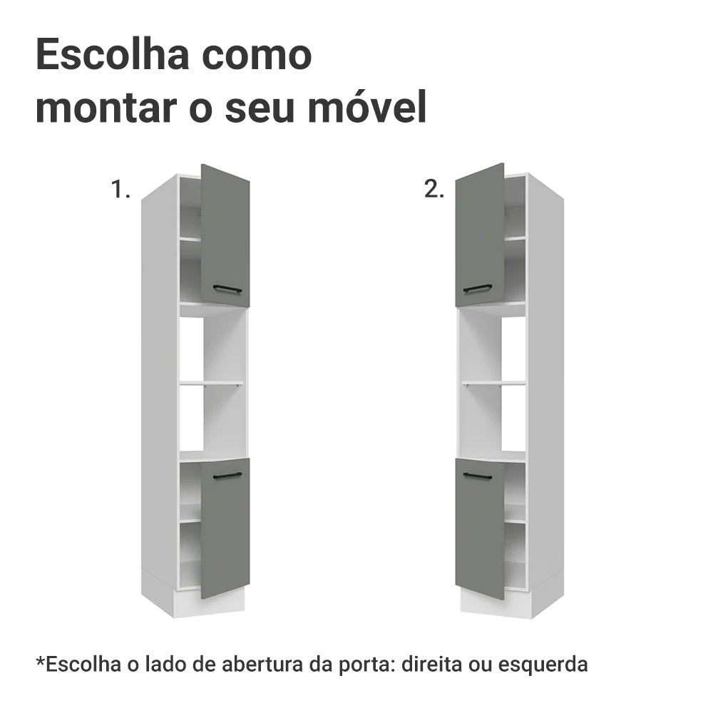Paneleiro 40 cm 2 Portas e 2 Nichos Branco/Cinza Agata Madesa - Image 4