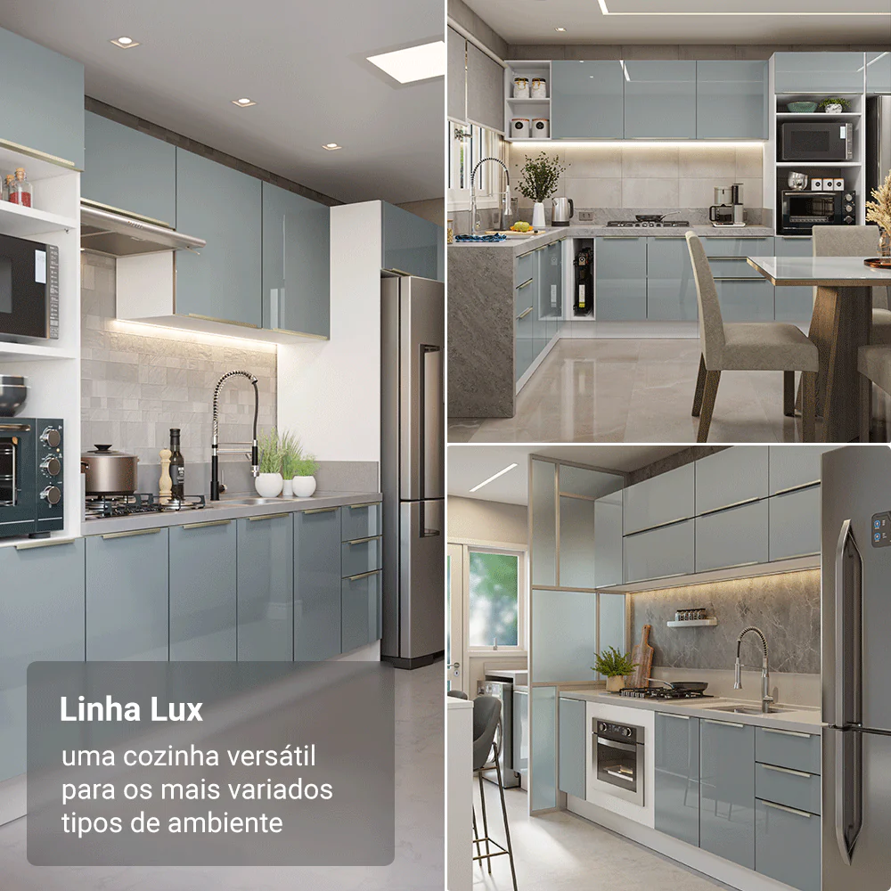 Paneleiro 40 cm 2 Portas e 2 Nichos Branco/Cinza Lux Madesa - Image 5