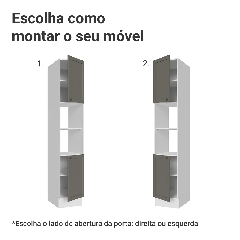 Paneleiro 40 cm 2 Portas e 2 Nichos Branco/Cinza Vik Madesa - Image 4