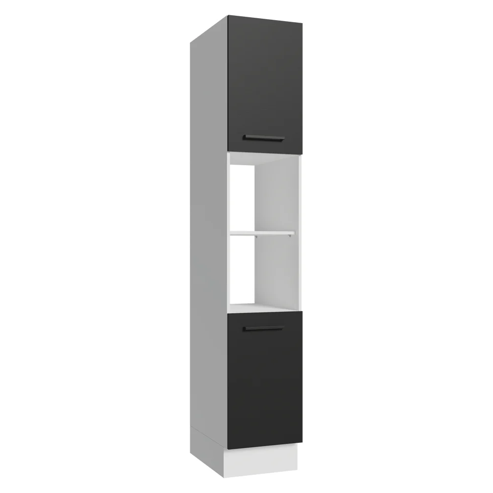 Paneleiro 40 cm 2 Portas e 2 Nichos Branco/Preto Agata Madesa