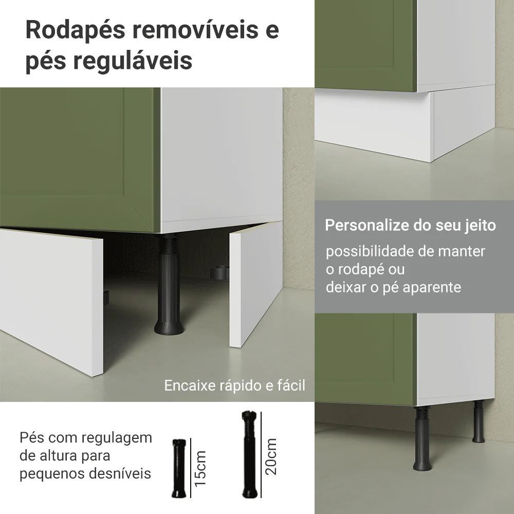 Paneleiro 40 cm 2 Portas e 2 Nichos Branco/verde Vik Madesa - Image 8