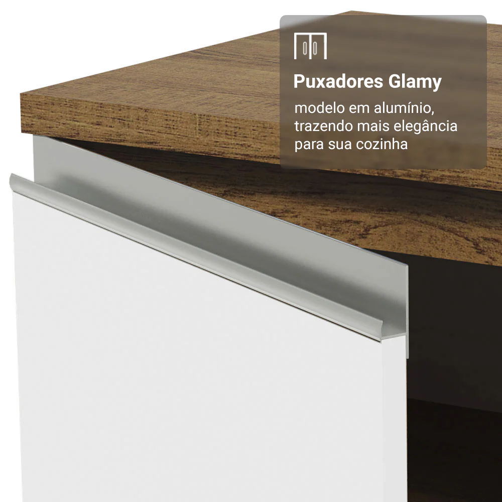 Paneleiro 40 cm 2 Portas e 2 Nichos Rustic/Branco Glamy Madesa - Image 7