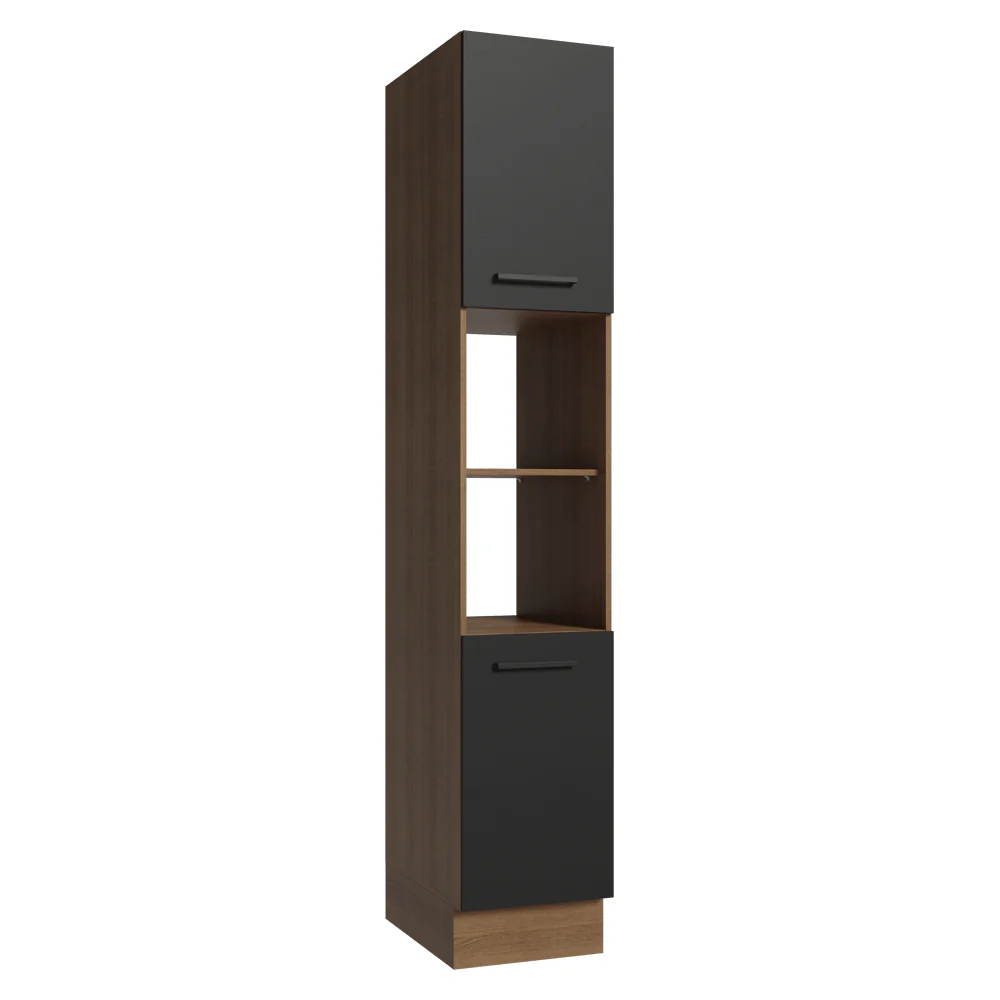 Paneleiro 40 cm 2 Portas e 2 Nichos Rustic/Preto Agata Madesa