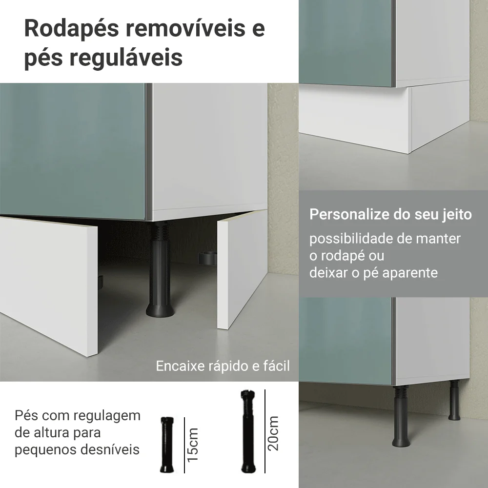 Paneleiro 40 x 60 cm 2 Portas e 2 Nichos Branco/Cinza Lux Madesa - Image 8