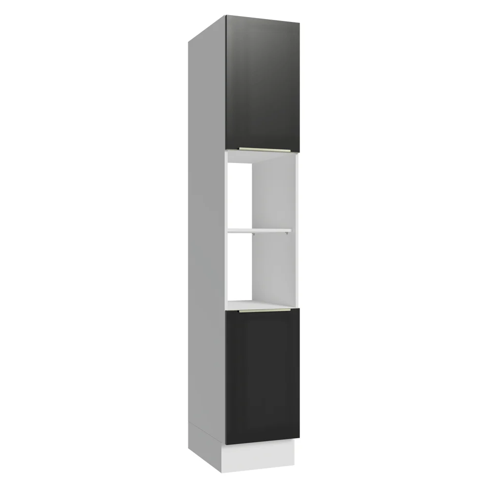 Paneleiro 40 x 60 cm 2 Portas e 2 Nichos Branco/Preto Lux Madesa