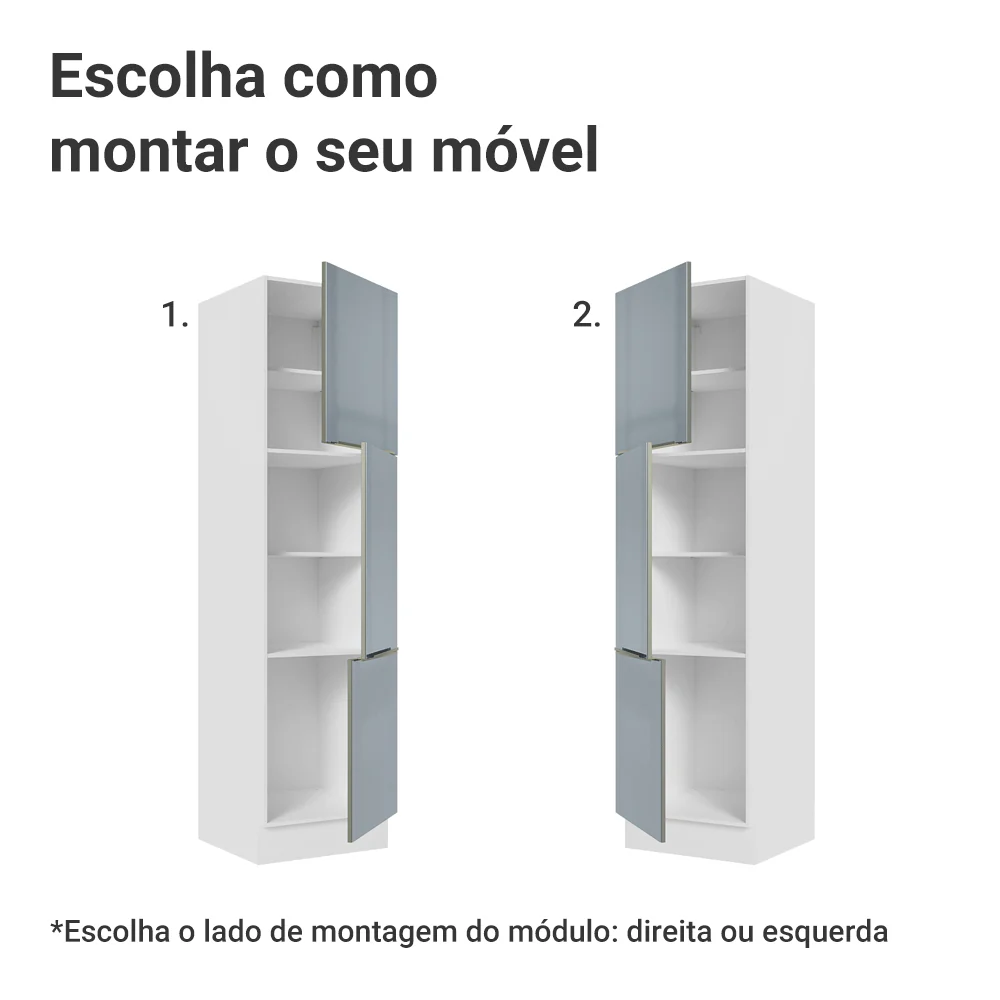 Paneleiro 60 cm 3 Portas Branco/Cinza Lux Madesa - Image 4