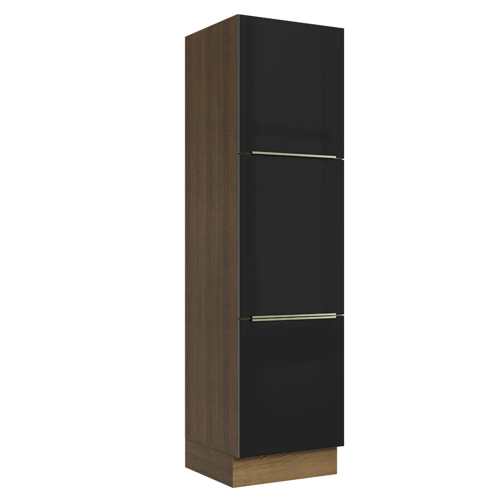 Paneleiro 60 cm 3 Portas Rustic/Preto Lux Madesa