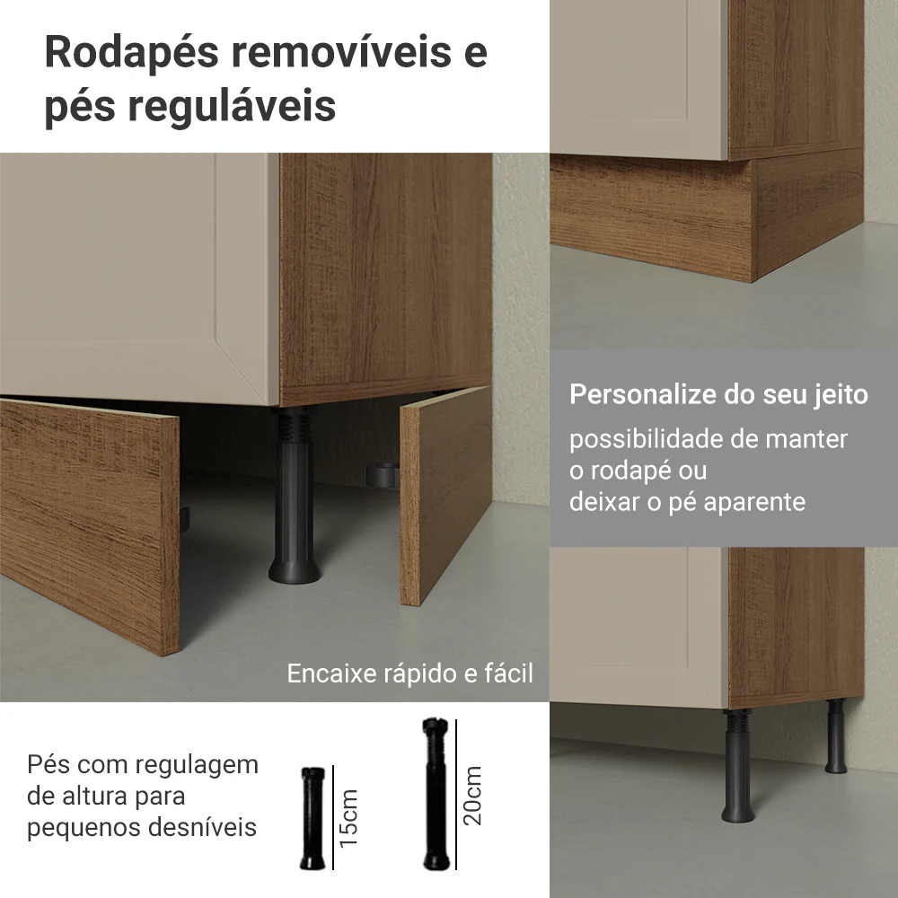 Paneleiro 60 x 60 cm 3 Portas Rustic/Crema Vik Madesa - Image 10