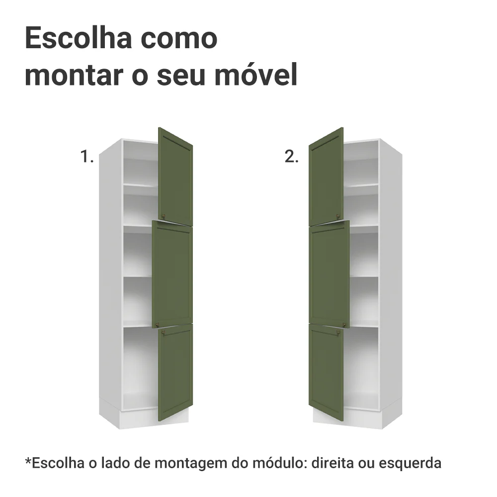 Paneleiro 60 cm 3 Portas Branco/Verde Vik Madesa - Image 4