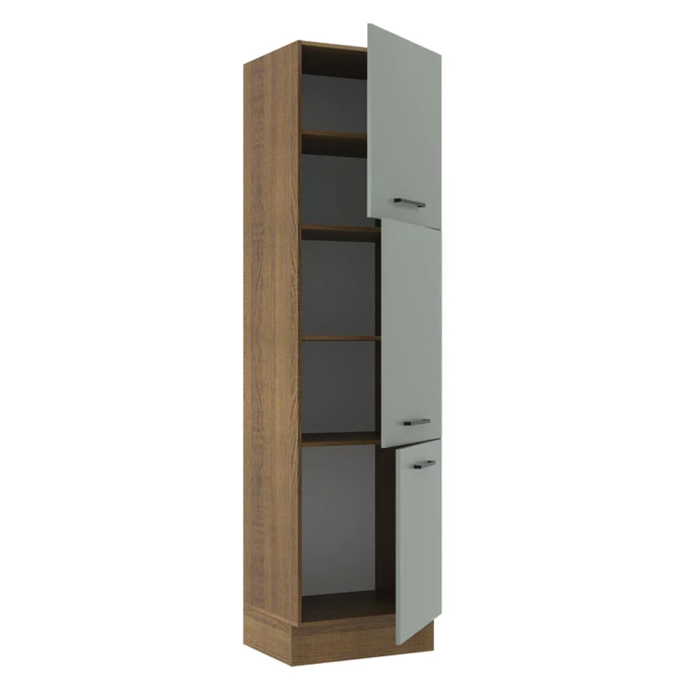 Paneleiro Madesa Agata 60 cm 3 Portas Rustic/Cinza - Image 4