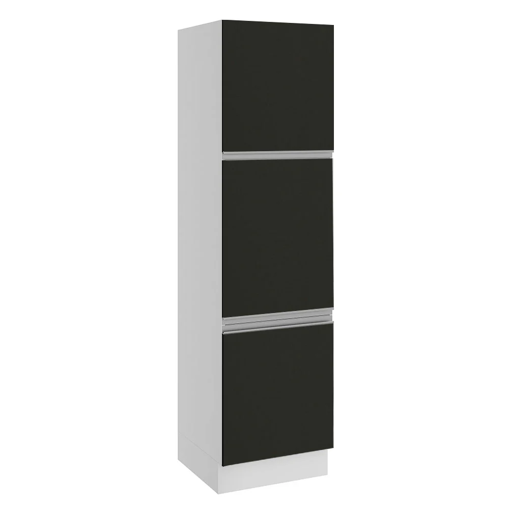 Paneleiro Madesa Glamy 60 cm 3 Portas Branco/Preto