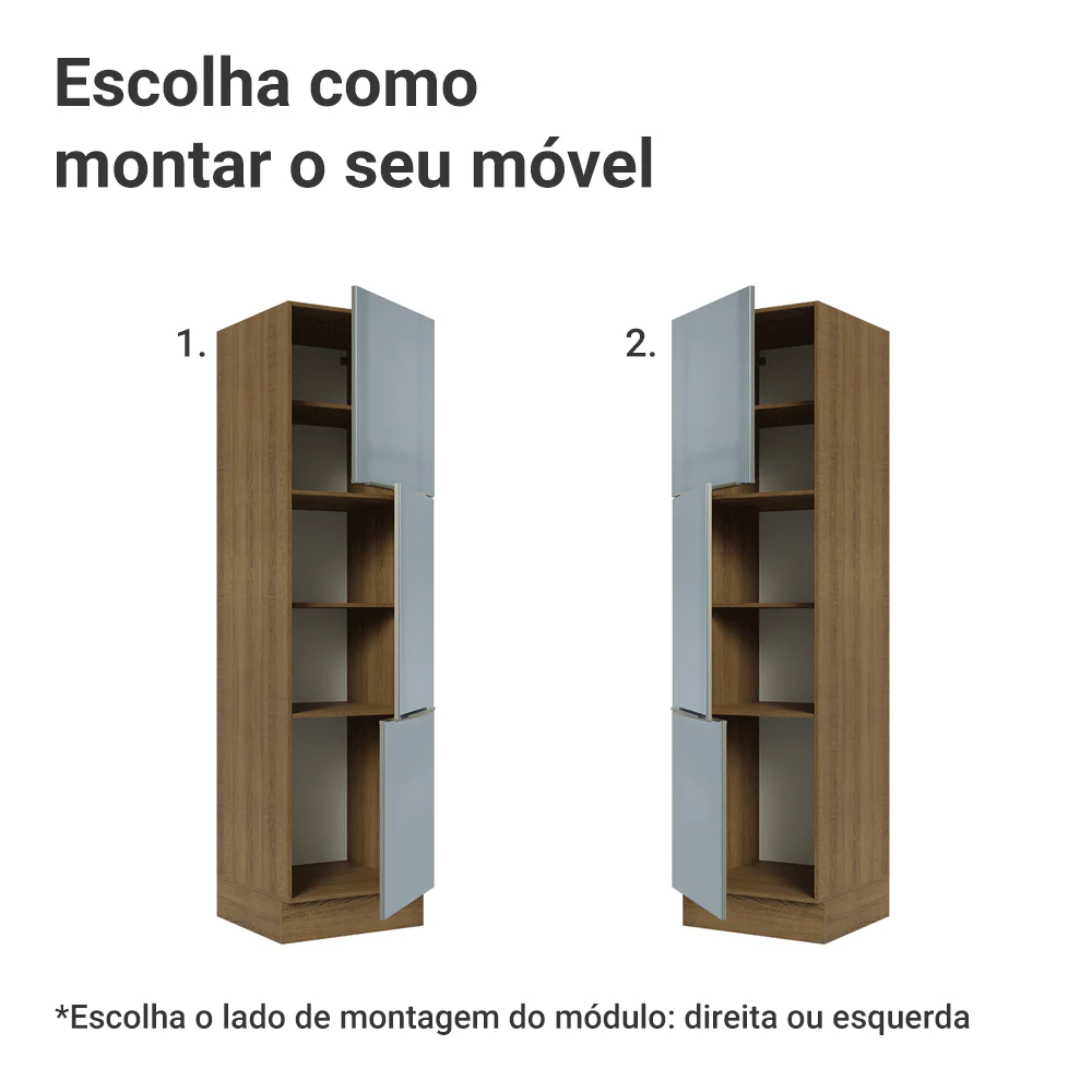 Paneleiro 60 x 60 cm 3 Portas Rustic/Cinza Lux Madesa - Image 5