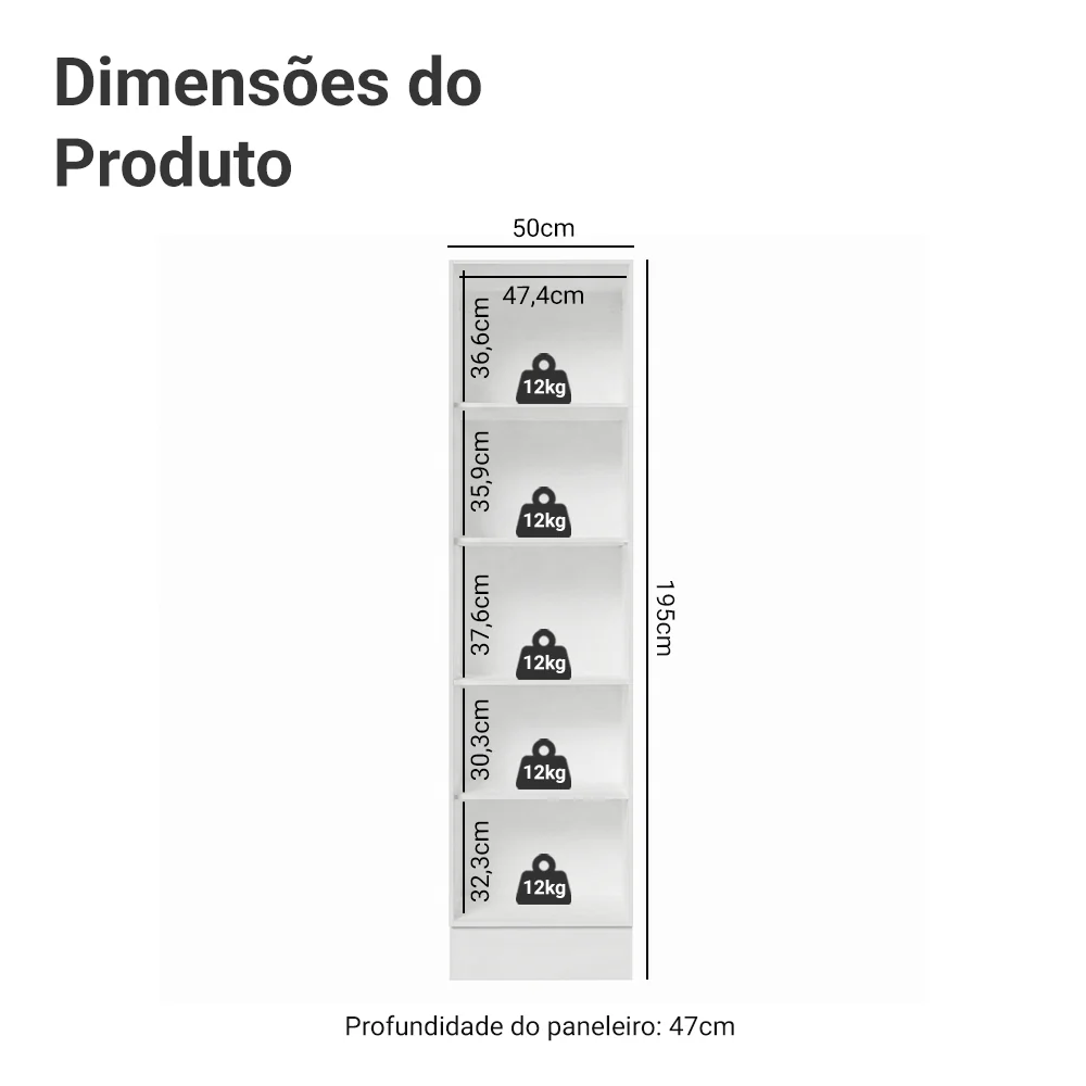 Paneleiro 100% MDF 2 Portas Branco Smart Madesa - Image 3