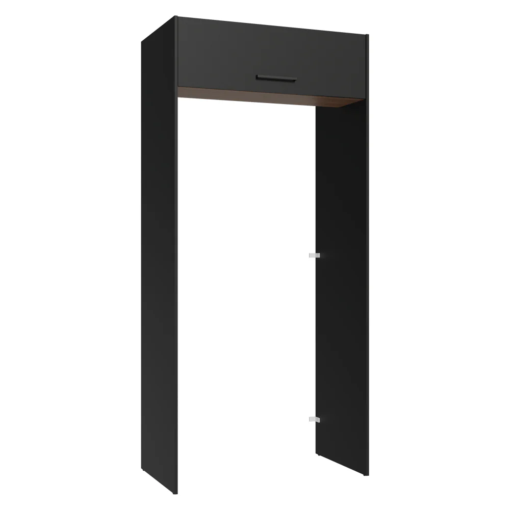 Porta-Geladeira 103 cm 1 Porta Basculante Preto/Rustic/Preto Agata Madesa