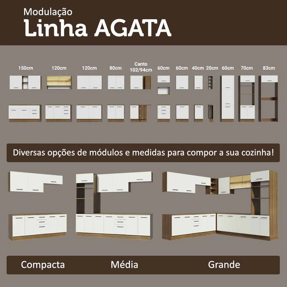Porta-Geladeira 103 cm 1 Porta Basculante Rustic/Branco Agata Madesa - Image 8