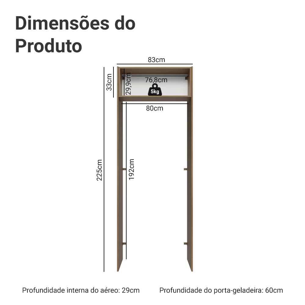 Porta-Geladeira 83 cm 1 Porta Basculante Rustic/Branco Stella Madesa - Image 2