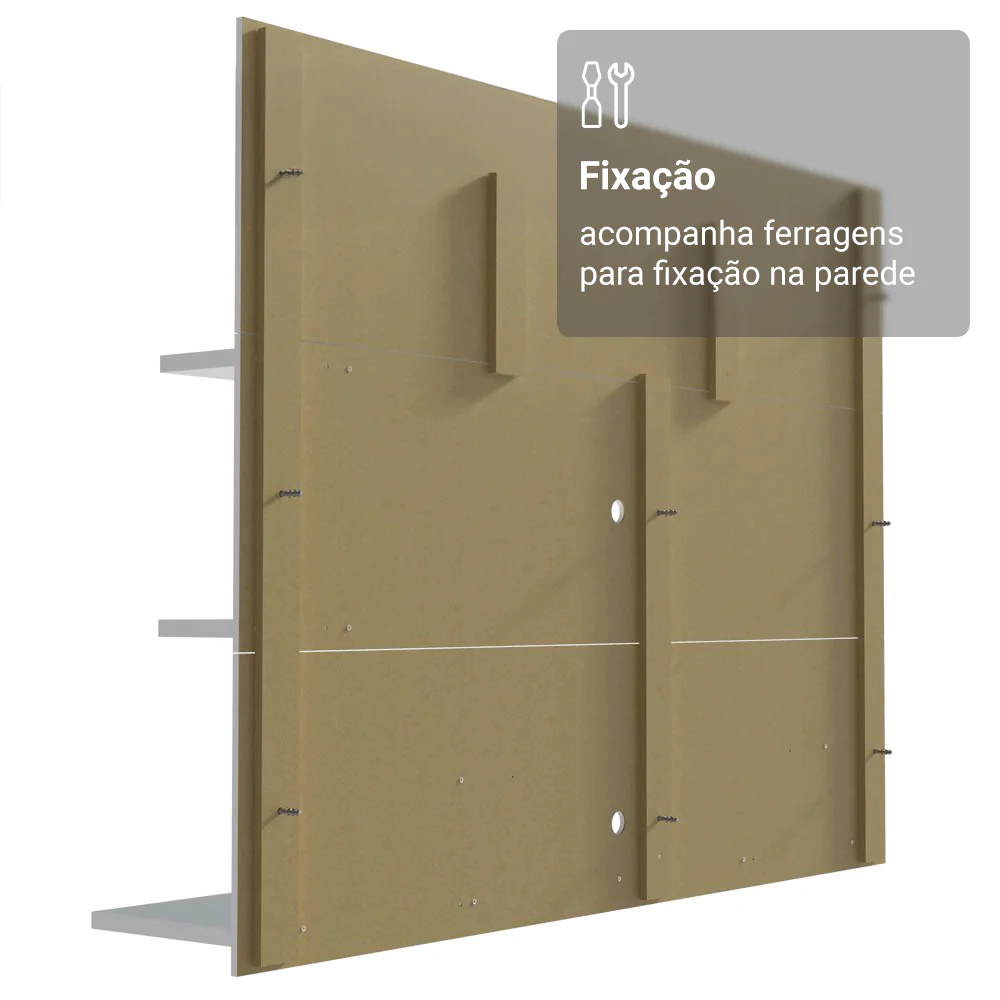 Rack com Painel para TV até 60 Polegadas 180 cm Branco Cancun Madesa - Image 7
