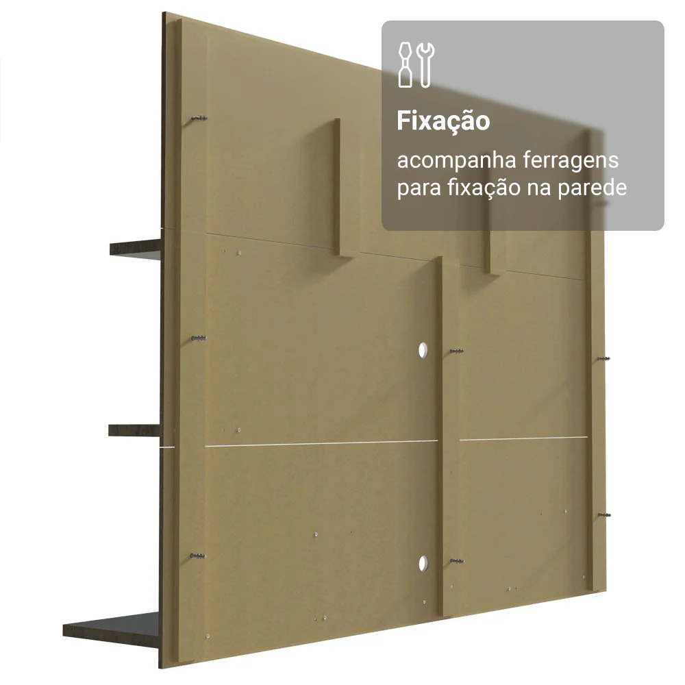 Rack com Painel para TV até 60 Polegadas 180 cm com Pés Rustic Cancun Madesa - Image 7