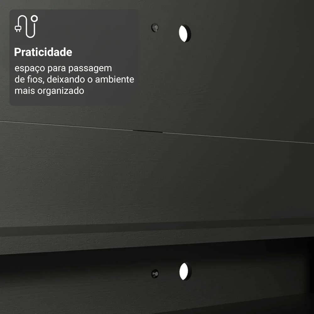 Rack com Painel para TV até 60 Polegadas 180 cm Preto Cancun Madesa - Image 6