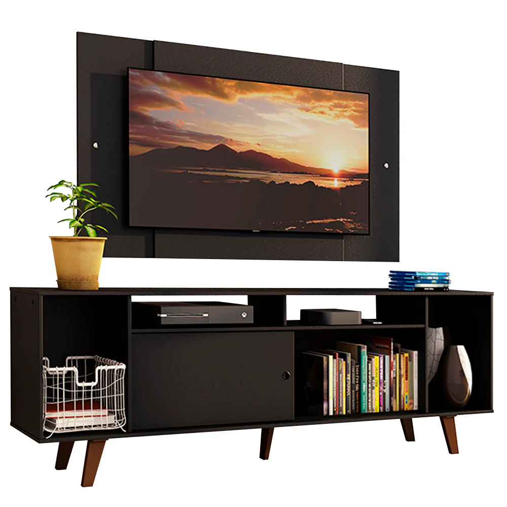 Rack Madesa Cancun com Pés e Painel para TV até 58 Polegadas Preto 8ND8 - Image 2