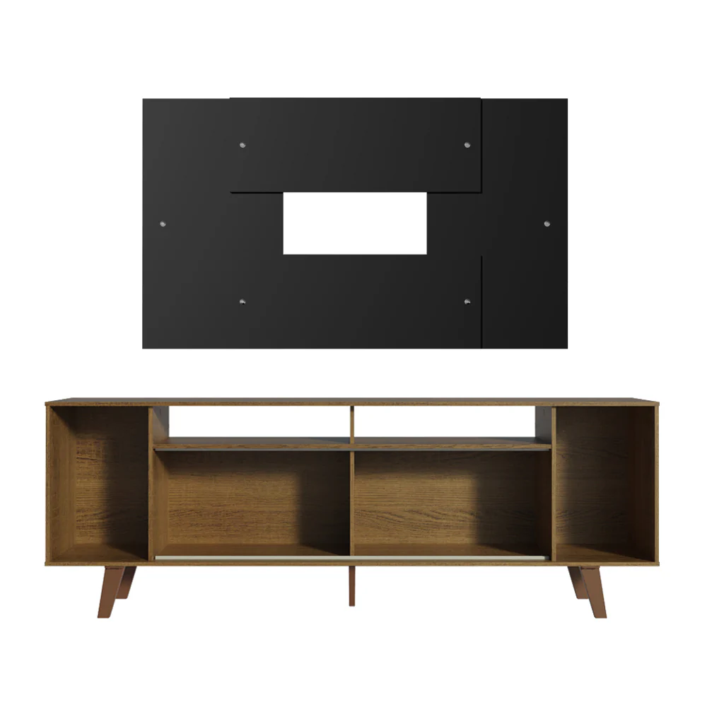 Rack Madesa Cancun com Pés e Painel para TV até 58 Polegadas Preto/Rustic 7KD8 - Image 9