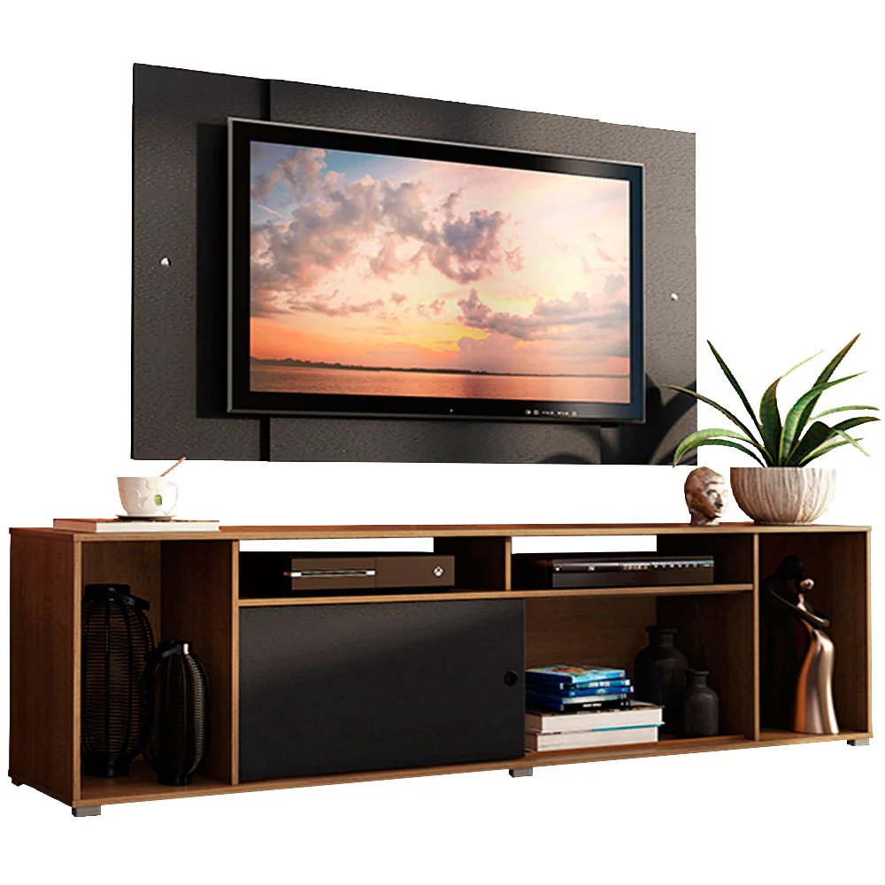 Rack Madesa Cancun e Painel para TV até 58 Polegadas Rustic/Preto 7K8N - Image 2