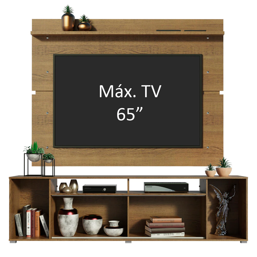 Rack Madesa Cancun e Painel para TV até 65 Polegadas Rustic/Branco 6E5Z - Image 4
