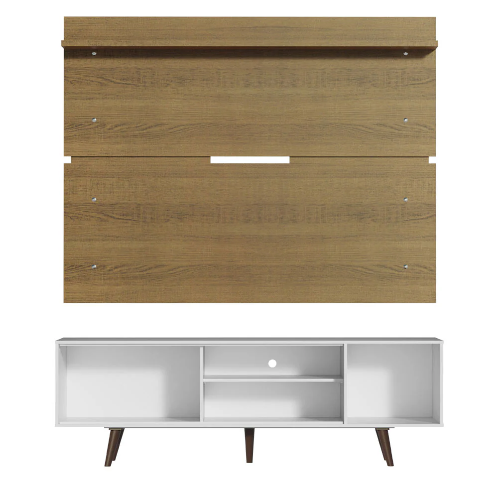 Rack Madesa Dubai e Painel para TV até 65 Polegadas com Pés Branco/Rustic 095Z - Image 9