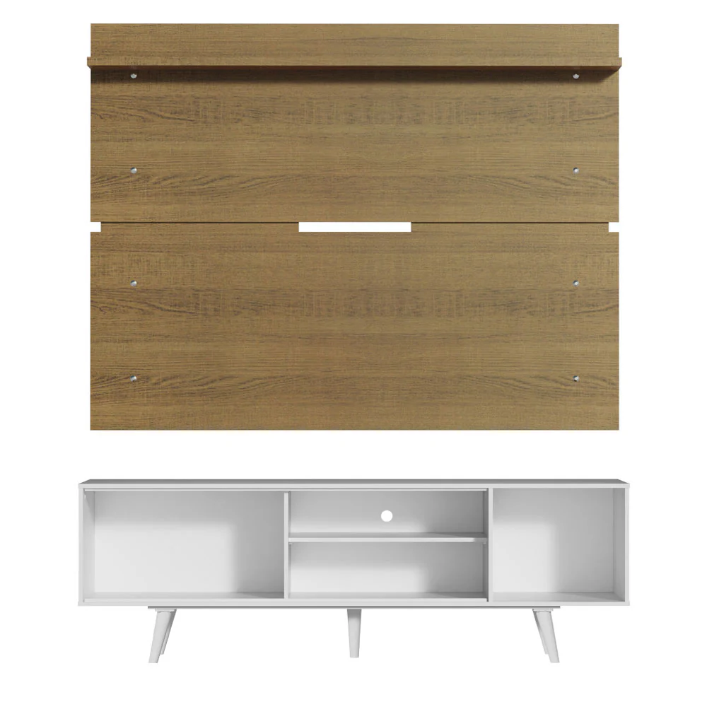 Rack Madesa Dubai e Painel para TV até 65 Polegadas com Pés Branco/Rustic 096E - Image 9
