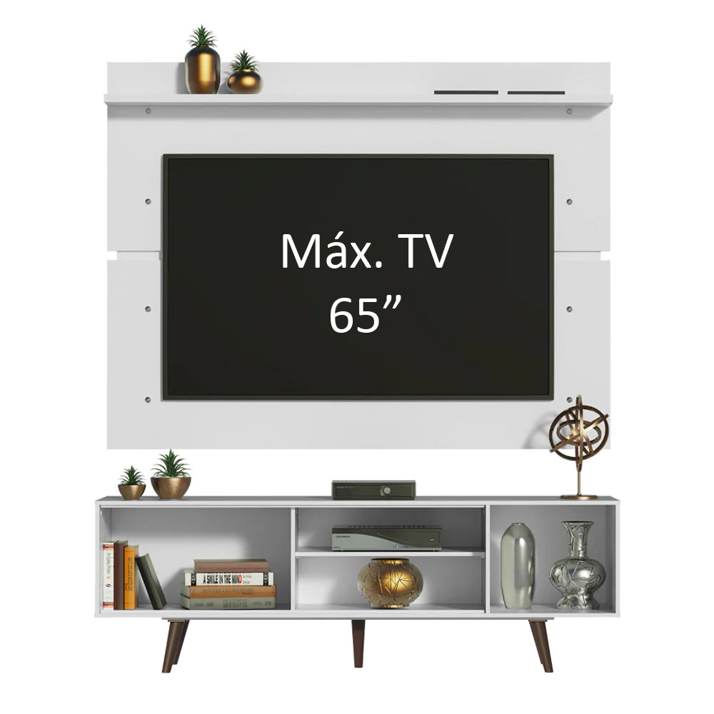 Rack Madesa Dubai e Painel para TV até 65 Polegadas com Pés Branco/Rustic 9B9B - Image 4