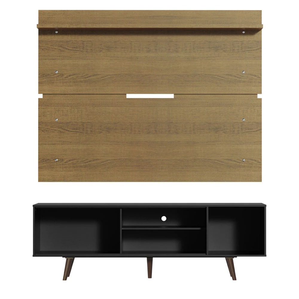 Rack Madesa Dubai e Painel para TV até 65 Polegadas com Pés Preto/Rustic D85Z - Image 9