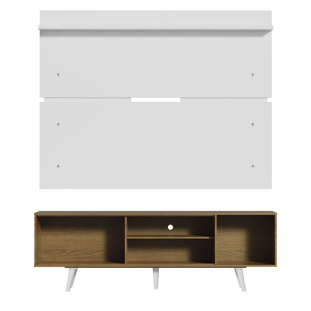 Rack Madesa Dubai e Painel para TV até 65 Polegadas com Pés Rustic/Branco 5Z09 - Image 9