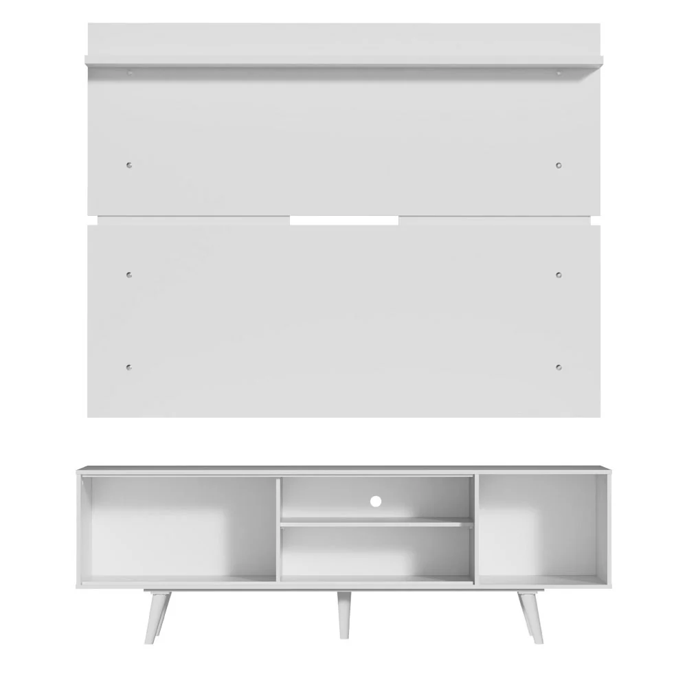 Rack Madesa Dubai e Painel para TV até 65 Polegadas com Pés Branco/Rustic 9B09 - Image 9