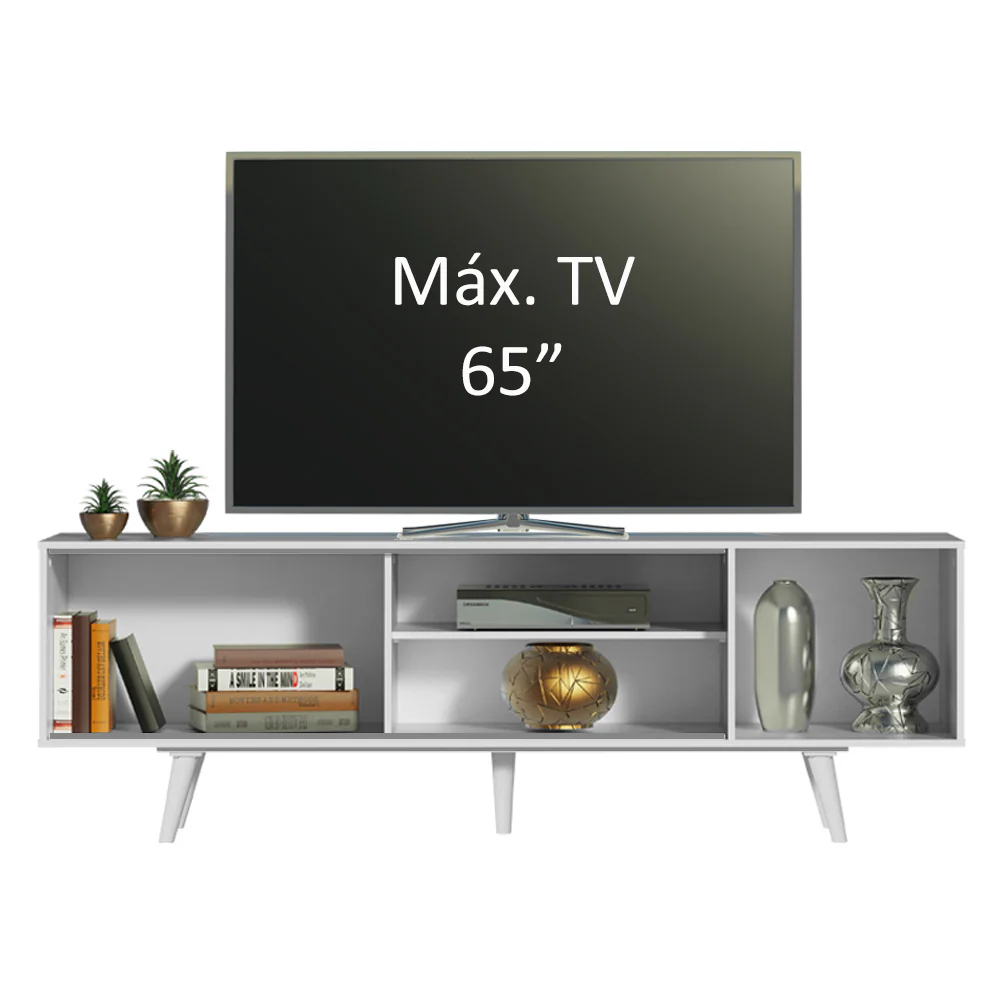 Rack Madesa Dubai para TV até 65 Polegadas com Pés Branco/Rustic 9B09 - Image 5