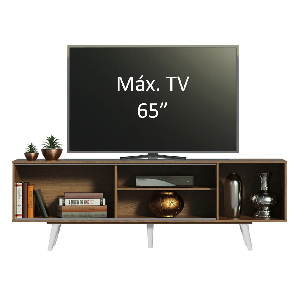 Rack Madesa Dubai para TV até 65 Polegadas com Pés Rustic/Branco 6E09 - Image 5